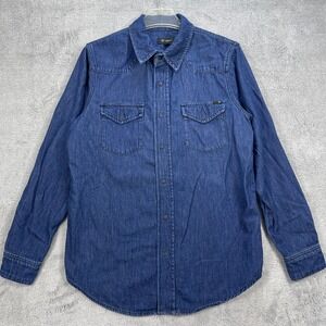 AG Adriano Goldschmied Dakotah Western Shirt Womens Medium Blue Denim Snap Front